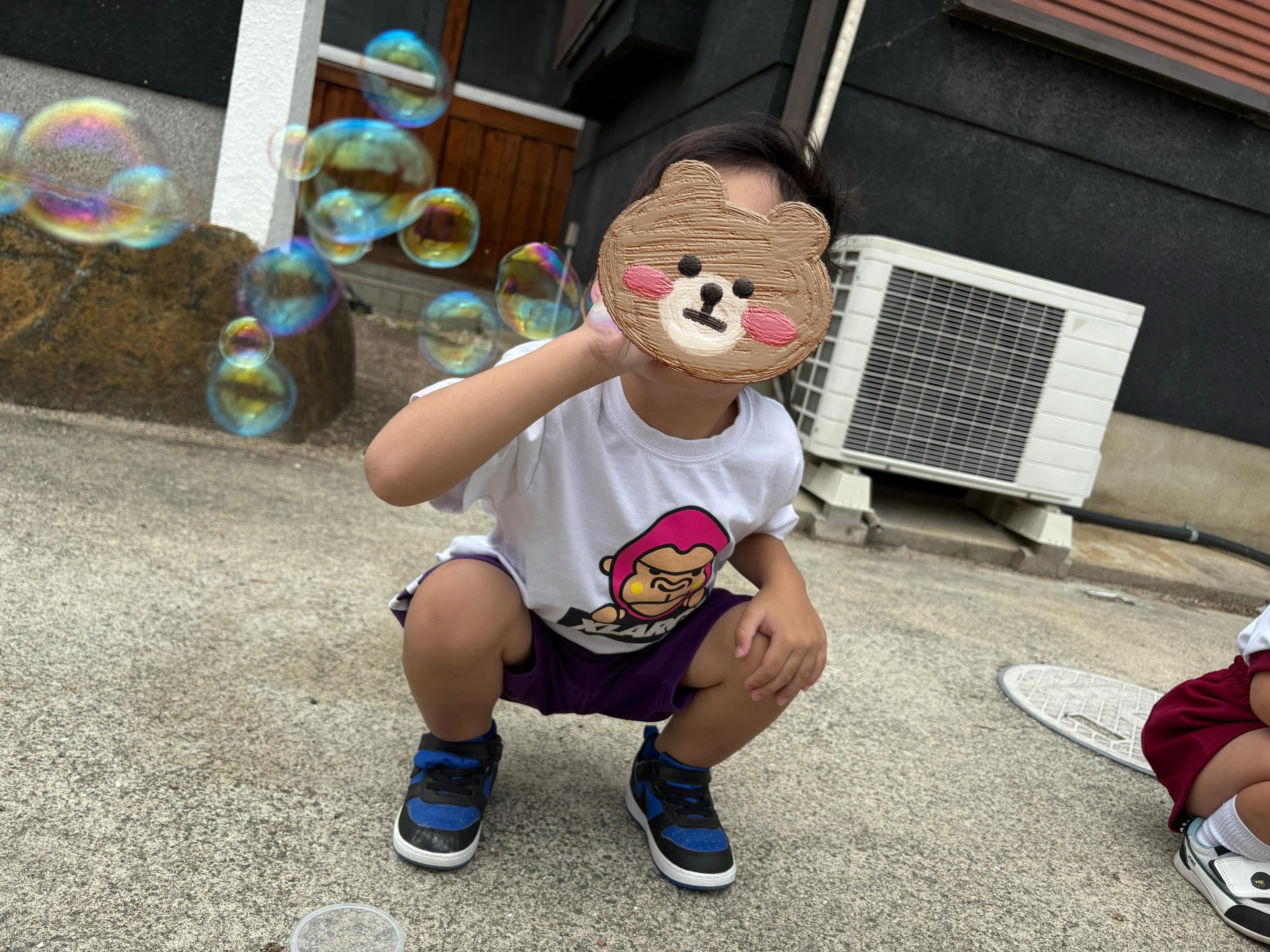 児発のお外あそびでシャボン玉あそびをしました🫧
